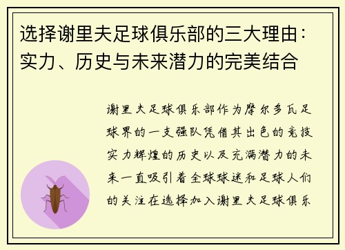 选择谢里夫足球俱乐部的三大理由：实力、历史与未来潜力的完美结合