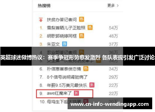 英超球迷微博热议：赛季争冠形势愈发激烈 各队表现引发广泛讨论