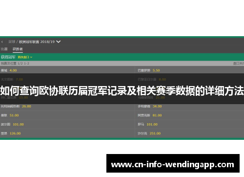如何查询欧协联历届冠军记录及相关赛季数据的详细方法